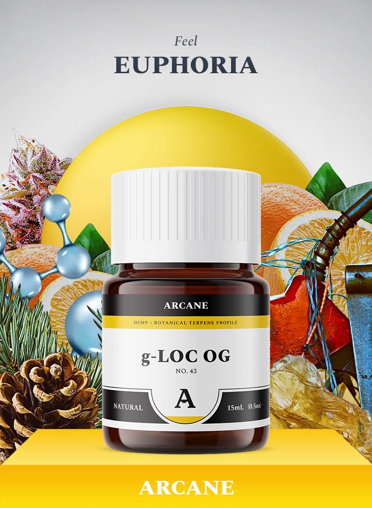 Arcane Aromatics g-LOC OG Hemp and Botanical Terpene Strain Profile. Indica Hybrid Cannabis Centric Natural Terpenes and Plant Essentials. Arcane: Live Terpenes